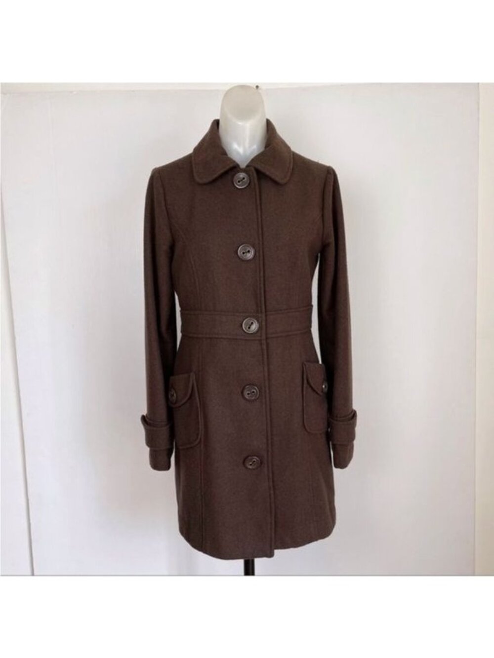 Bb Dakota mid-weight wool blend  pea coat  chocolate Brown coat Small